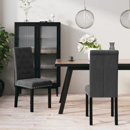 Esszimmerstühle 2 Stk. Dunkelgrau Samt