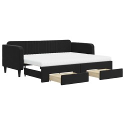 vidaXL Tagesbett Ausziehbar mit Schubladen Schwarz 90x200 cm Samt