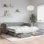 vidaXL Tagesbett Ausziehbar mit Schubladen Hellgrau 100x200 cm Stoff vidaXL Tagesbett Ausziehbar mit Schubladen Hellgrau 100x200 cm Stoff
