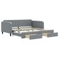 vidaXL Tagesbett Ausziehbar mit Schubladen Hellgrau 100x200 cm Stoff vidaXL Tagesbett Ausziehbar mit Schubladen Hellgrau 100x200 cm Stoff