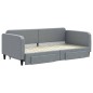 vidaXL Tagesbett Ausziehbar mit Schubladen Hellgrau 100x200 cm Stoff vidaXL Tagesbett Ausziehbar mit Schubladen Hellgrau 100x200 cm Stoff