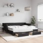 vidaXL Tagesbett Ausziehbar mit Schubladen Schwarz 90x190 cm Stoff vidaXL Tagesbett Ausziehbar mit Schubladen Schwarz 90x190 cm Stoff