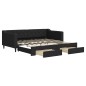 vidaXL Tagesbett Ausziehbar mit Schubladen Schwarz 90x190 cm Stoff vidaXL Tagesbett Ausziehbar mit Schubladen Schwarz 90x190 cm Stoff