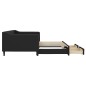 vidaXL Tagesbett Ausziehbar mit Schubladen Schwarz 90x190 cm Stoff vidaXL Tagesbett Ausziehbar mit Schubladen Schwarz 90x190 cm Stoff