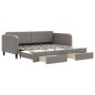 vidaXL Tagesbett Ausziehbar mit Schubladen Taupe 90x200 cm Stoff vidaXL Tagesbett Ausziehbar mit Schubladen Taupe 90x200 cm Stoff