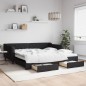 vidaXL Tagesbett Ausziehbar mit Schubladen Schwarz 100x200 cm Stoff vidaXL Tagesbett Ausziehbar mit Schubladen Schwarz 100x200 cm Stoff