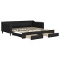 vidaXL Tagesbett Ausziehbar mit Schubladen Schwarz 100x200 cm Stoff vidaXL Tagesbett Ausziehbar mit Schubladen Schwarz 100x200 cm Stoff