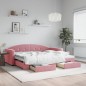 vidaXL Tagesbett Ausziehbar mit Schubladen Rosa 90x200 cm Samt vidaXL Tagesbett Ausziehbar mit Schubladen Rosa 90x200 cm Samt
