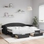 vidaXL Tagesbett Ausziehbar mit Schubladen Schwarz 90x200 cm Stoff vidaXL Tagesbett Ausziehbar mit Schubladen Schwarz 90x200 cm Stoff