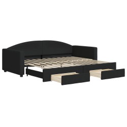 vidaXL Tagesbett Ausziehbar mit Schubladen Schwarz 90x200 cm Stoff