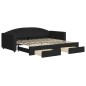 vidaXL Tagesbett Ausziehbar mit Schubladen Schwarz 90x200 cm Stoff vidaXL Tagesbett Ausziehbar mit Schubladen Schwarz 90x200 cm Stoff