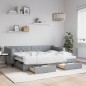 vidaXL Tagesbett Ausziehbar mit Schubladen Hellgrau 80x200 cm Stoff vidaXL Tagesbett Ausziehbar mit Schubladen Hellgrau 80x200 cm Stoff