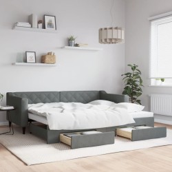 vidaXL Tagesbett Ausziehbar mit Schubladen Dunkelgrau 90x200 cm Stoff