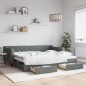 vidaXL Tagesbett Ausziehbar mit Schubladen Dunkelgrau 90x200 cm Stoff vidaXL Tagesbett Ausziehbar mit Schubladen Dunkelgrau 90x200 cm Stoff