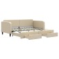 vidaXL Tagesbett Ausziehbar mit Schubladen Creme 90x200 cm Stoff vidaXL Tagesbett Ausziehbar mit Schubladen Creme 90x200 cm Stoff