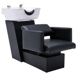 Friseurstuhl Waschbecken Schwarz Weiß 129x59x82cm Kunstleder
