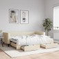 vidaXL Tagesbett Ausziehbar mit Schubladen Creme 90x200 cm Stoff vidaXL Tagesbett Ausziehbar mit Schubladen Creme 90x200 cm Stoff