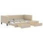 vidaXL Tagesbett Ausziehbar mit Schubladen Creme 90x200 cm Stoff vidaXL Tagesbett Ausziehbar mit Schubladen Creme 90x200 cm Stoff