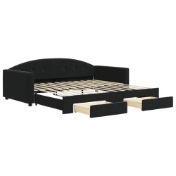 vidaXL Tagesbett Ausziehbar mit Schubladen Schwarz 100x200 cm Samt