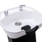 Friseurstuhl Waschbecken Schwarz Weiß 129x59x82cm Kunstleder Friseurstuhl Waschbecken Schwarz Weiß 129x59x82cm Kunstleder