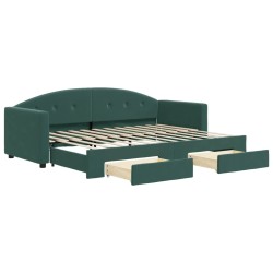 vidaXL Tagesbett Ausziehbar mit Schubladen Dunkelgrün 80x200 cm Samt