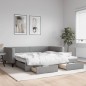 vidaXL Tagesbett Ausziehbar mit Schubladen Hellgrau 100x200 cm Stoff vidaXL Tagesbett Ausziehbar mit Schubladen Hellgrau 100x200 cm Stoff