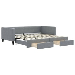 vidaXL Tagesbett Ausziehbar mit Schubladen Hellgrau 100x200 cm Stoff