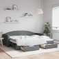 vidaXL Tagesbett Ausziehbar mit Schubladen Dunkelgrau 90x200 cm Stoff vidaXL Tagesbett Ausziehbar mit Schubladen Dunkelgrau 90x200 cm Stoff