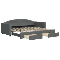 vidaXL Tagesbett Ausziehbar mit Schubladen Dunkelgrau 90x200 cm Stoff