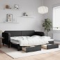 vidaXL Tagesbett Ausziehbar mit Schubladen Schwarz 80x200 cm Stoff vidaXL Tagesbett Ausziehbar mit Schubladen Schwarz 80x200 cm Stoff