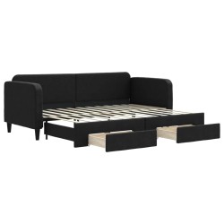 vidaXL Tagesbett Ausziehbar mit Schubladen Schwarz 80x200 cm Stoff