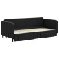 vidaXL Tagesbett Ausziehbar mit Schubladen Schwarz 80x200 cm Stoff vidaXL Tagesbett Ausziehbar mit Schubladen Schwarz 80x200 cm Stoff