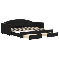 vidaXL Tagesbett Ausziehbar mit Schubladen Schwarz 90x190 cm Samt