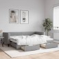 vidaXL Tagesbett Ausziehbar mit Schubladen Hellgrau 90x190 cm Stoff vidaXL Tagesbett Ausziehbar mit Schubladen Hellgrau 90x190 cm Stoff