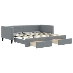 vidaXL Tagesbett Ausziehbar mit Schubladen Hellgrau 90x190 cm Stoff