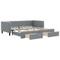 vidaXL Tagesbett Ausziehbar mit Schubladen Hellgrau 90x190 cm Stoff vidaXL Tagesbett Ausziehbar mit Schubladen Hellgrau 90x190 cm Stoff