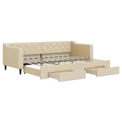 vidaXL Tagesbett Ausziehbar mit Schubladen Creme 80x200 cm Stoff