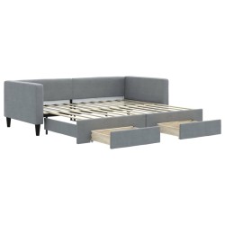 vidaXL Tagesbett Ausziehbar mit Schubladen Hellgrau 90x200 cm Stoff