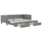 vidaXL Tagesbett Ausziehbar mit Schubladen Hellgrau 90x200 cm Stoff