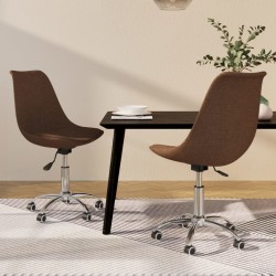 vidaXL Esszimmerstühle 2 Stk. Drehbar Braun Stoff