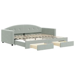 vidaXL Tagesbett Ausziehbar mit Schubladen Hellgrau 90x200 cm Samt