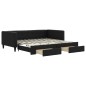 vidaXL Tagesbett Ausziehbar mit Schubladen Schwarz 100x200 cm Stoff vidaXL Tagesbett Ausziehbar mit Schubladen Schwarz 100x200 cm Stoff