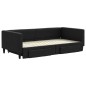 vidaXL Tagesbett Ausziehbar mit Schubladen Schwarz 100x200 cm Stoff vidaXL Tagesbett Ausziehbar mit Schubladen Schwarz 100x200 cm Stoff