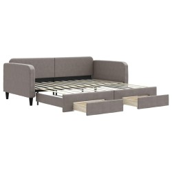 vidaXL Tagesbett Ausziehbar mit Schubladen Taupe 100x200 cm Stoff