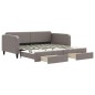vidaXL Tagesbett Ausziehbar mit Schubladen Taupe 100x200 cm Stoff vidaXL Tagesbett Ausziehbar mit Schubladen Taupe 100x200 cm Stoff