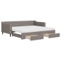 vidaXL Tagesbett Ausziehbar mit Schubladen Taupe 90x200 cm Stoff vidaXL Tagesbett Ausziehbar mit Schubladen Taupe 90x200 cm Stoff
