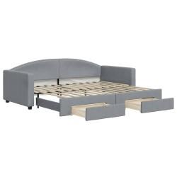 vidaXL Tagesbett Ausziehbar mit Schubladen Hellgrau 90x200 cm Stoff