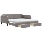 vidaXL Tagesbett Ausziehbar mit Schubladen Taupe 100x200 cm Stoff vidaXL Tagesbett Ausziehbar mit Schubladen Taupe 100x200 cm Stoff
