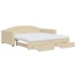 vidaXL Tagesbett Ausziehbar mit Schubladen Creme 100x200 cm Stoff vidaXL Tagesbett Ausziehbar mit Schubladen Creme 100x200 cm Stoff