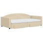vidaXL Tagesbett Ausziehbar mit Schubladen Creme 100x200 cm Stoff vidaXL Tagesbett Ausziehbar mit Schubladen Creme 100x200 cm Stoff